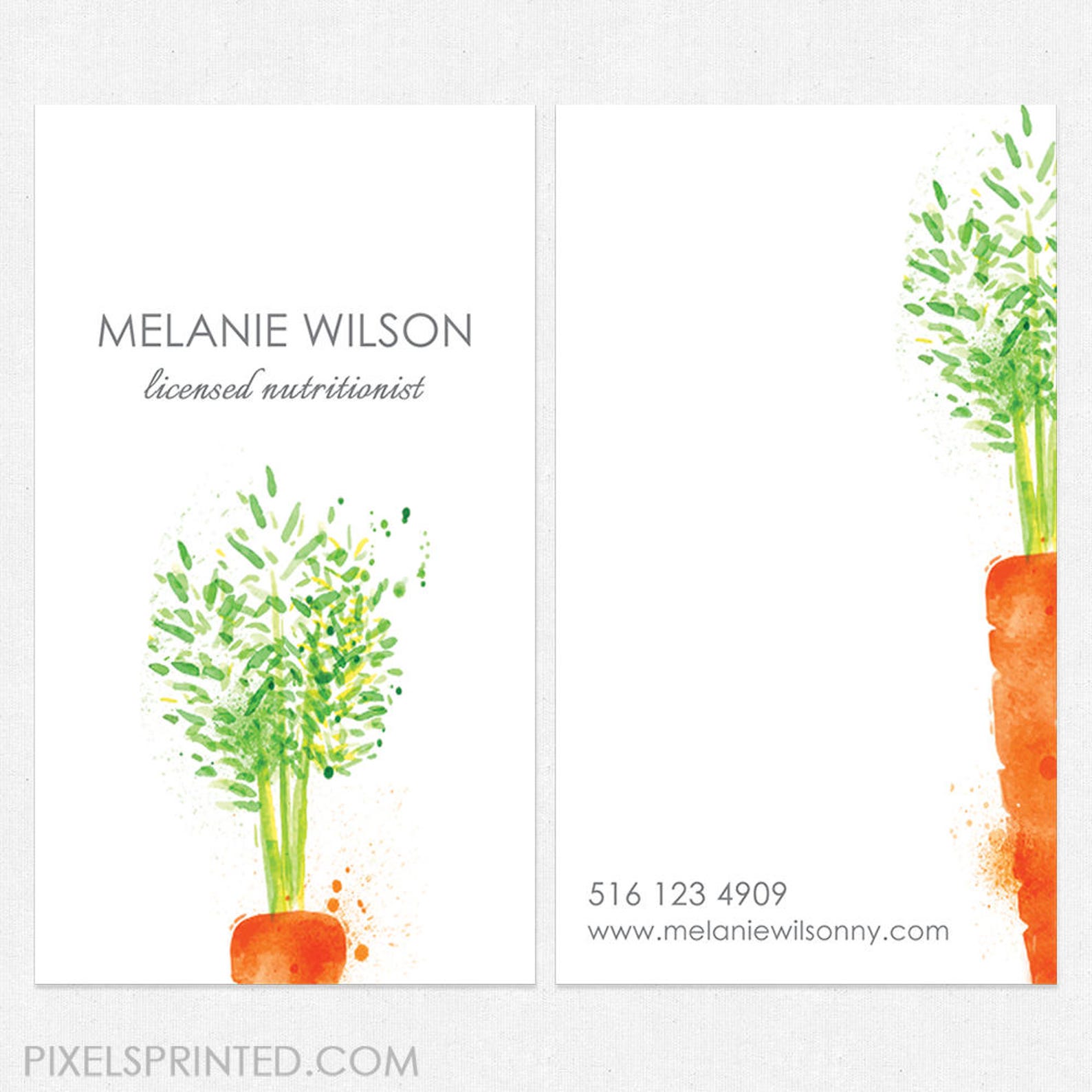 Nutritionist Dietitian Business Cards Thick, Glossy or Matte Color Both