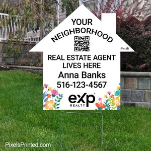 printed EXP realty your neighborhood real estate agent yard sign - 23&quot; x 23&quot; EXP realty lawn sign - full color both sides
