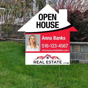printed Independent real estate yard sign, for sale yard sign, open house yard sign - 18&quot; x 24&quot; - with metal stakes - full color both sides