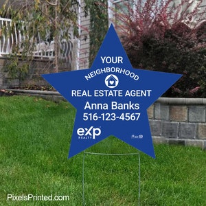 printed EXP realty your neighborhood real estate agent yard sign - 22&quot; x 23&quot; EXP realty lawn sign - full color both sides