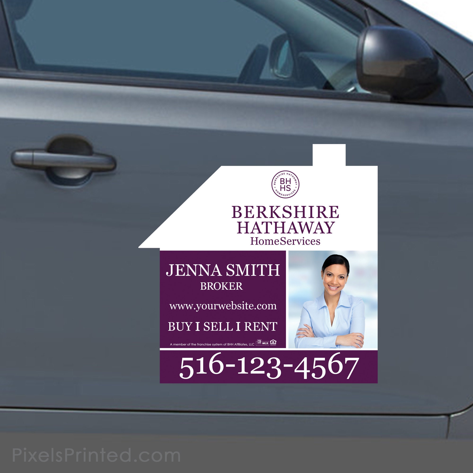 FREE UPS ground shipping durable Berkshire Hathaway house shaped car magnets set of TWO magnets 23x23