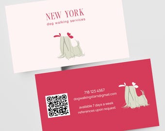 Printed Pet Sitter Business Cards, Dog Walker Cards: 2"x3.5", Double Sided