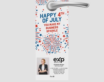 printed EXP Realty Fourth of July independence door hanger: realtor summer marketing (4.25x11)
