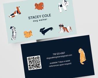Printed Pet Sitter Business Cards, Dog Walker Cards: 2"x3.5", Double Sided