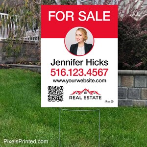 printed Independent real estate yard sign, for sale yard sign, open house yard sign - 18&quot; x 24&quot; - with metal stakes - full color both sides