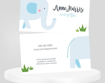 Printed Baby Sitter Business Cards, Nanny Cards: 2"x3.5", Double Sided