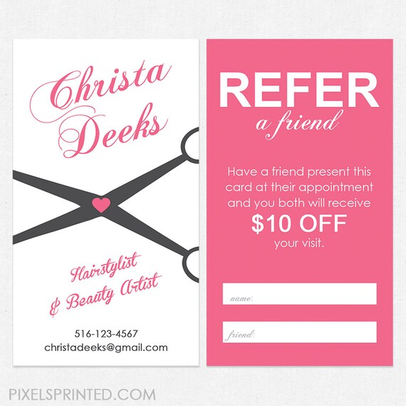Hairstylist Or Hair Salon Referral Cards Color Both Sides Etsy