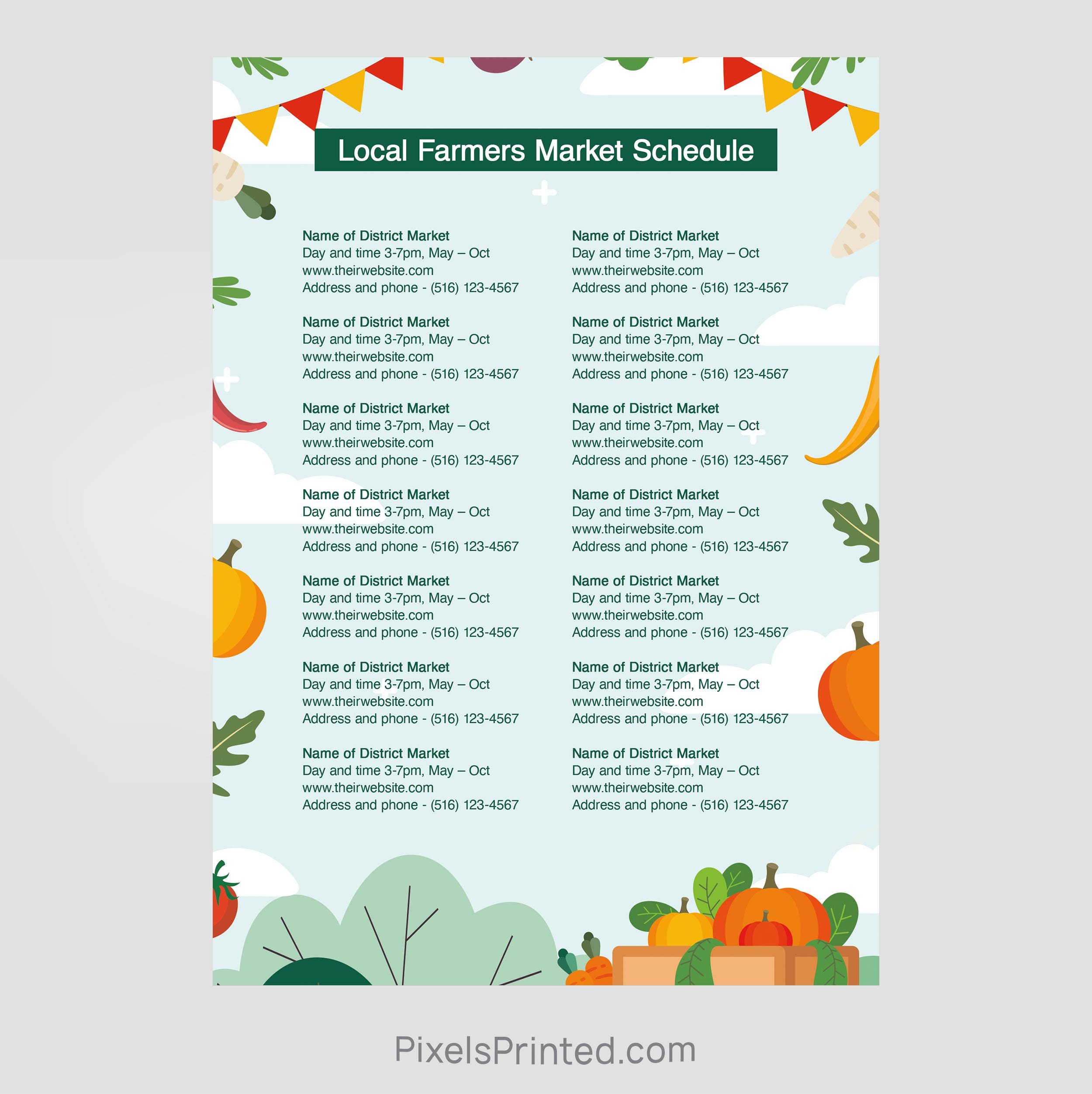 printed farmers market schedule mailers, Realty One Group postcards, realtor event schedule mailer, your neighborhood agent postcard, 5"x7"