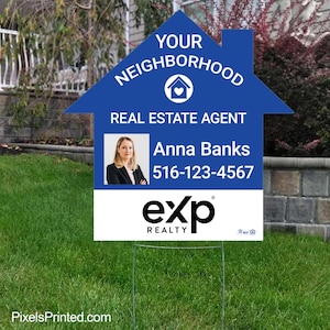printed EXP realty your neighborhood real agent yard sign - 23&quot; x 23&quot; EXP realty sign - full color both sides - free UPS ground shipping