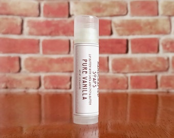 Pure Vanilla - Shea and Cocoa Butter Lip Balm - Clear Round tube