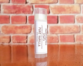 Pure Vanilla - Shea and Cocoa Butter Lip Balm - Clear Oval tube