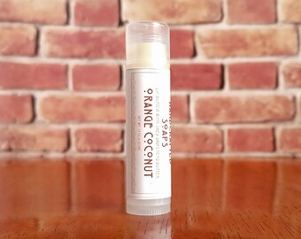 Orange Coconut - Shea and Cocoa Butter Lip Balm - Clear Round tube