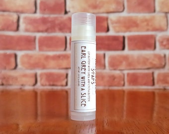 Earl Grey with a Slice - Shea and Cocoa Butter Lip Balm - Clear Round tube