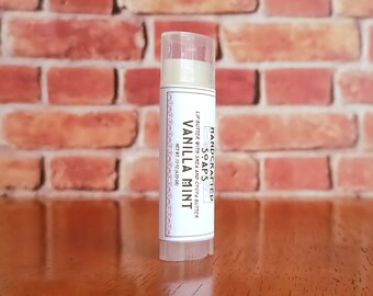 Vanilla Mint - Shea and Cocoa Butter Lip Balm - Clear Oval tube