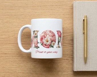 Personalized Floral Mom Mug with Custom Name