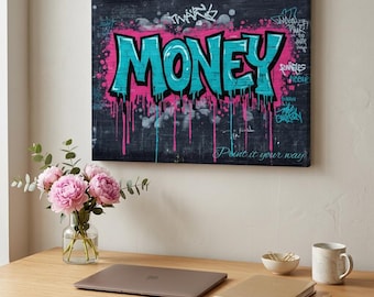 Personalized Money Graffiti Canvas Wall Art | Matte Stretched Canvas