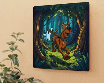 Personlig Scooby-Doo skogsjakt väggklocka i akryl | Mystisk tecknad klocka