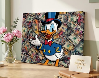 Custom Name Scrooge McDuck Pop Art on Matte Canvas
