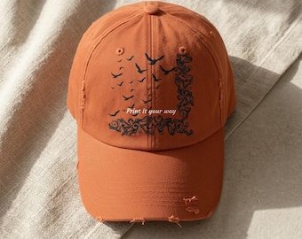 Custom Graphic Illustration Hat | Personalized Orange Baseball Cap