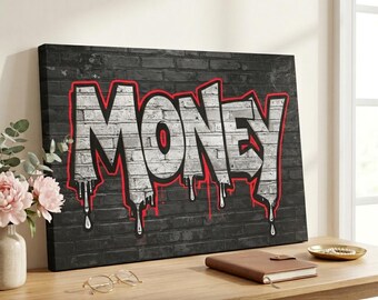 Personalized Money Graffiti Canvas Print | Stretched Matte Wall Art