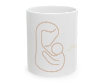 Minimal Line Art Mother and Baby Mug | Ceramic Mug