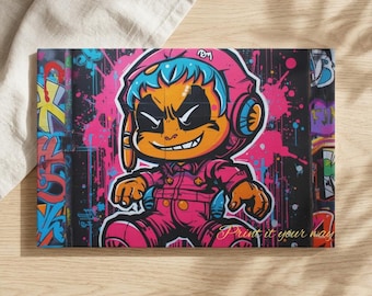 Custom Name Graffiti Astronaut Character Canvas | Stretched Matte Wall Art