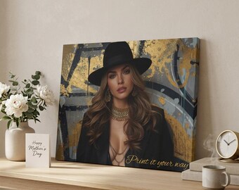Personalized Glamorous Woman Portrait | Matte Canvas