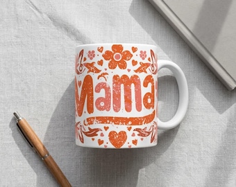 Retro Mama Floral Coffee Mug | Custom Name Groovy Mother’s Day Gift
