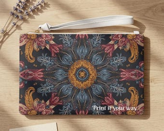 Floral Mandala Clutch Bag | Boho Kaleidoscope Pattern