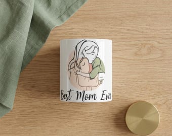 Personlig mamma-mugg med linjekonst | Minimalistisk kaffekopp-present