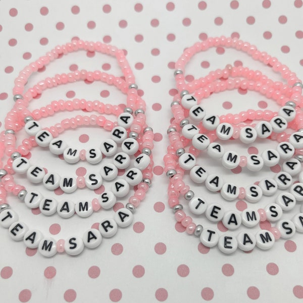 1-5-10-15 Pink Awareness Bracelet, Breast Cancer Awareness Bracelet, Personalized Multiple Bracelets, Bulk Awareness, Pink Bracelet