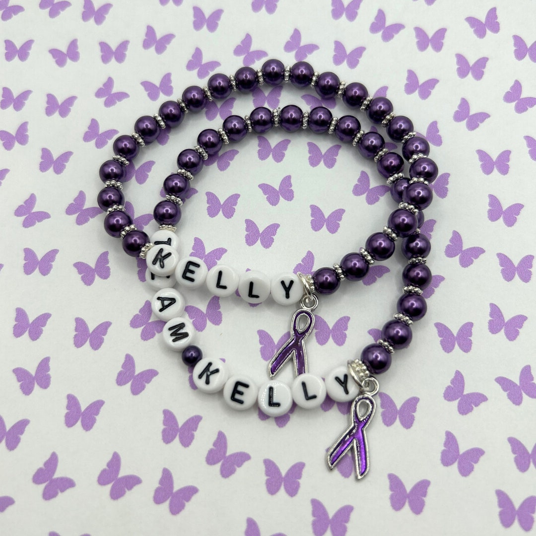 Pancreatic Awareness, Alzheimer Purple Awareness Bracelet With Ribbon ...