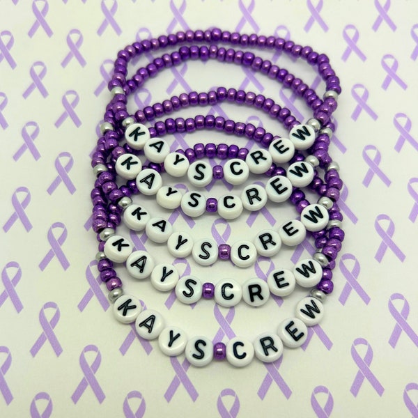 1-5-10-15 Purple Awareness Bracelet, Pancreatic Cancer Awareness, Alzheimers Awareness, Personalized Bulk Bracelets