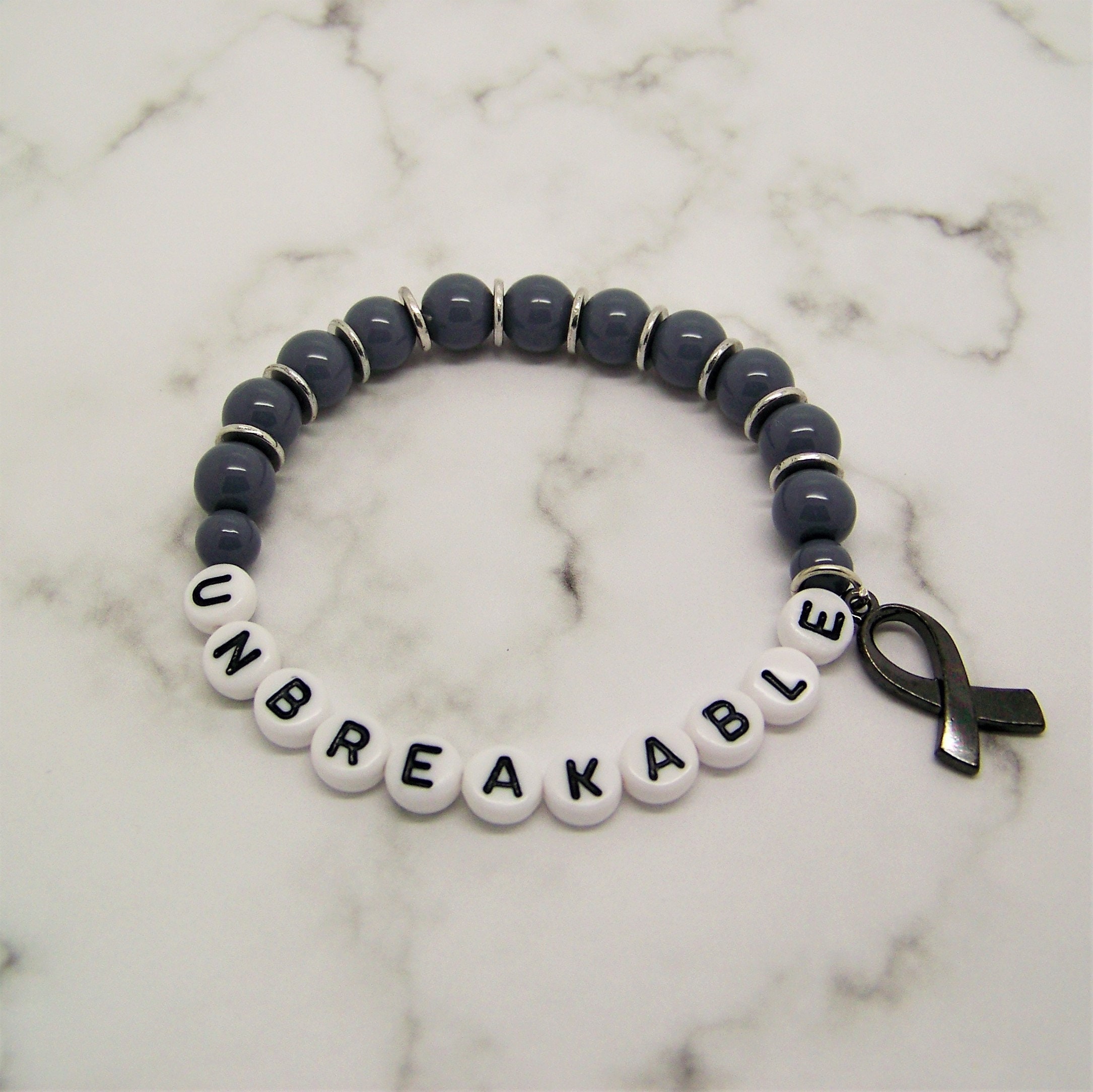 Gray Awareness Bracelet Fight Brain Cancer Personalized Etsy