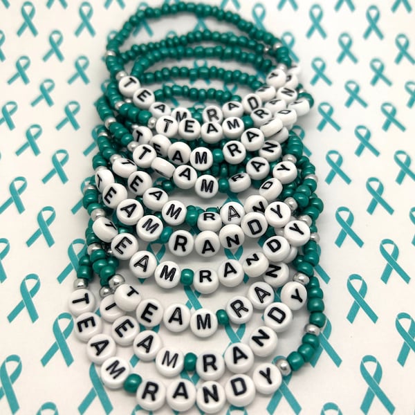 1-5-10-15 Teal Awareness Bracelet, Ovarian Cancer Awareness Bracelet, Cervical Cancer Awareness,  Personalized Multiple Bracelets