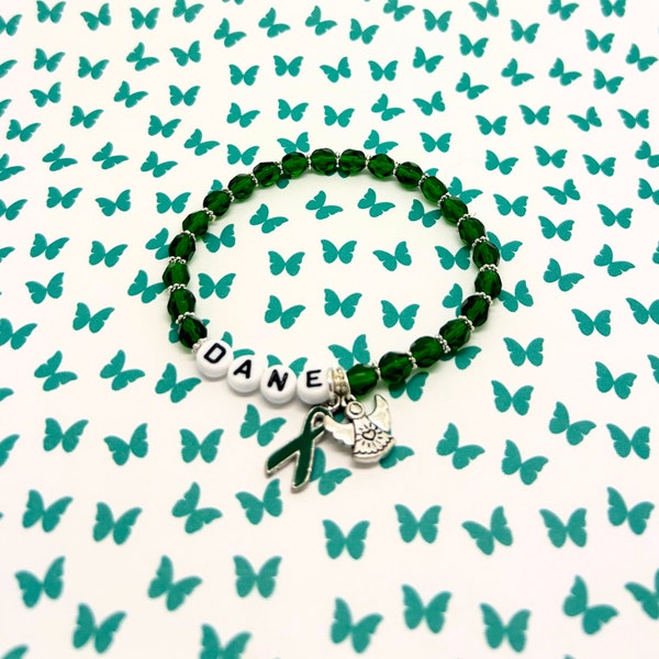 Organ Donor Angel and Awareness Bracelet, Liver Cancer Awareness, Kidney Disease, Kidney Transplant Awareness, Personalized Jewelry