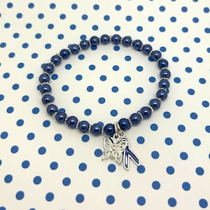 Colon Cancer Awareness Bracelet, Arthritis Awareness Bracelet, Personalized Bracelet, Dark Blue Awareness Bracelet, Adjustable Bracelet