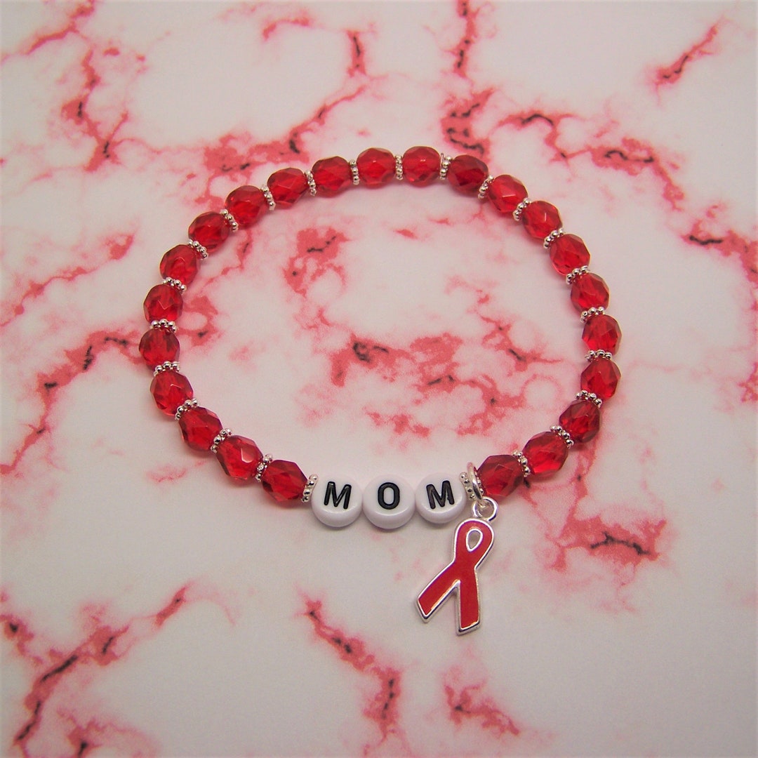 Red Heart Disease Awareness Bracelet With Ribbon Charm Etsy