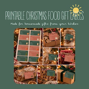 Christmas Food Labels Printable, Homemade Treat Labels, Holiday Baking Gift Stickers, PDF Download