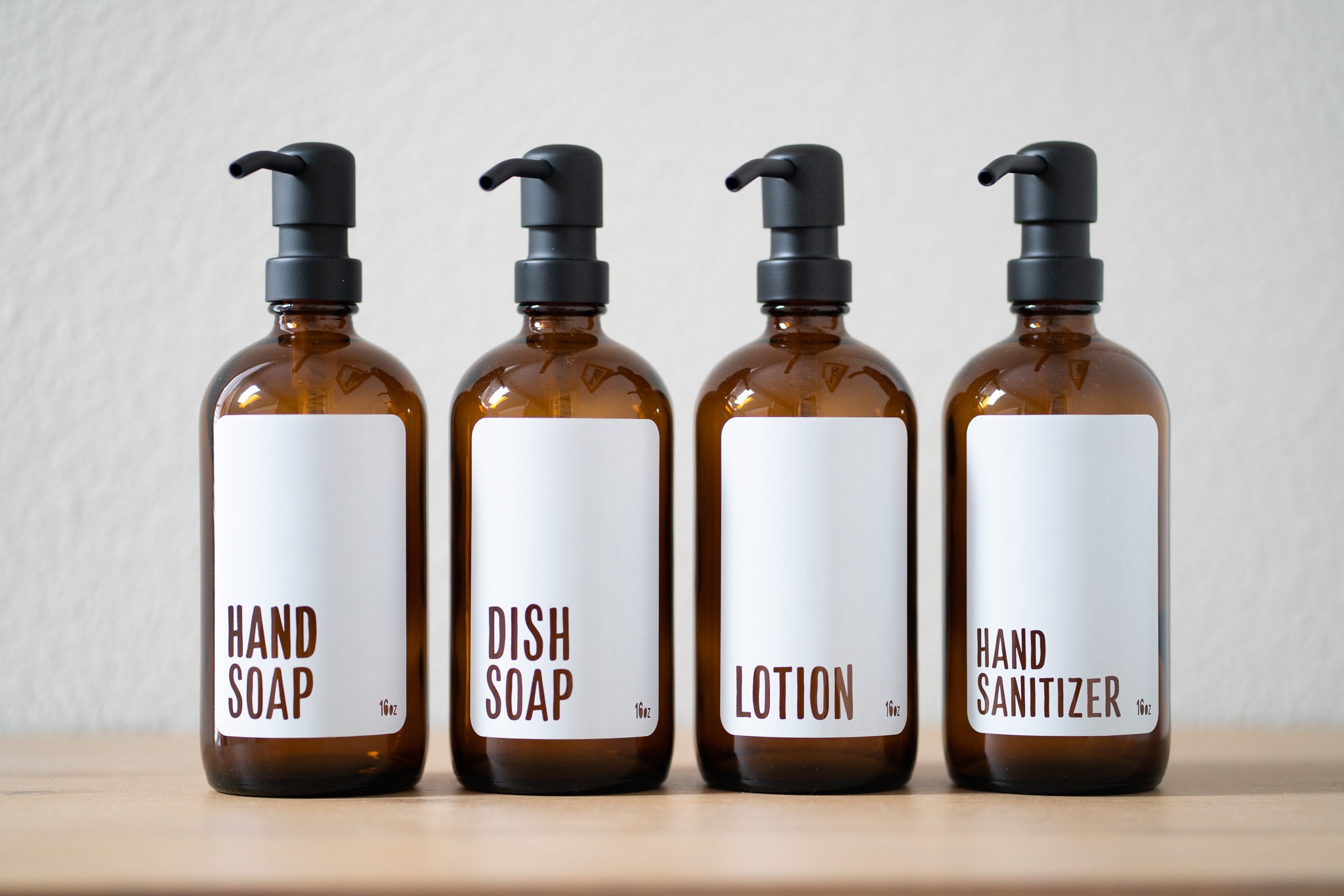 Amber Glass Modern White Hand Soap, Dish Soap, Lotion, Hand Sanitizer…
