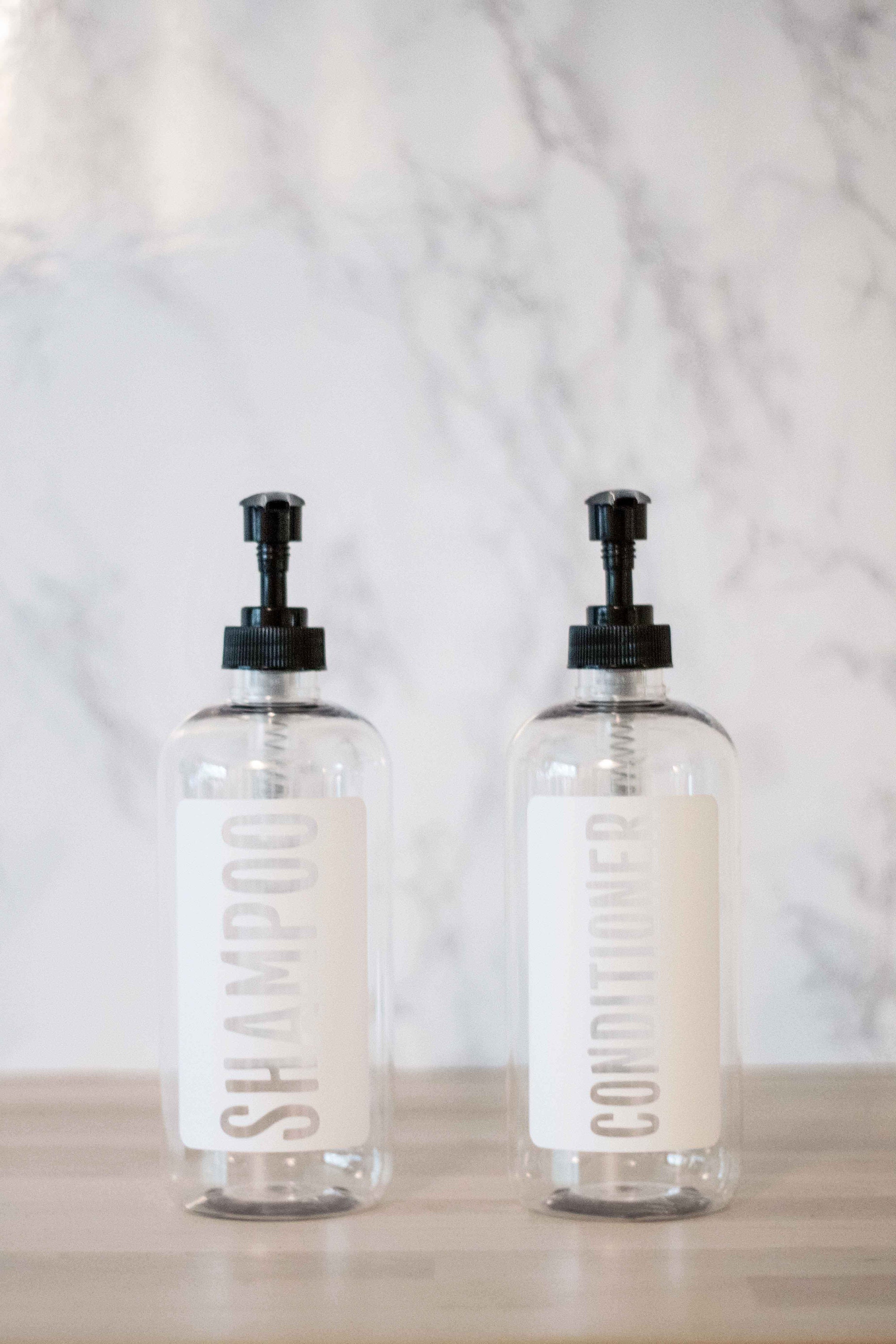 Doorzichtige Plastic Shampoo en Conditioner Dispenser Set Etsy