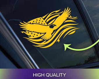 Patriotic Eagle Vinyl Decal | Permanent Adhesive Vinyl for Cars, Windows, Laptops, Personal Items
