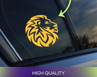 Lion Head Vinyl Decal | Permanent Adhesive Vinyl for Cars, Windows, Laptops, Personal Items