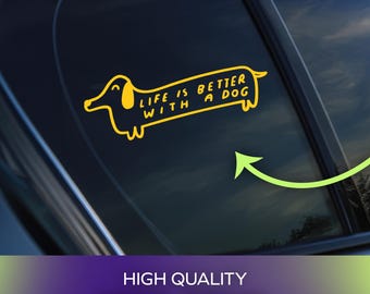 Weiner Dog Vinyl Decal | Permanent Adhesive Car Window Laptop Sticker