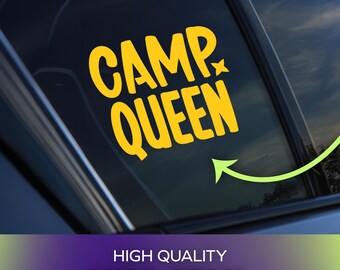 Calcomanía Camp Queen Outdoors / Vinilo adhesivo permanente para autos, ventanas, computadoras portátiles y artículos personales.