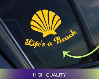 Vinilo adhesivo permanente con diseño de concha marina para coches, ventanas, portátiles y objetos personales.