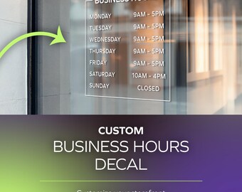 Vinilo adhesivo personalizado con horario comercial / Letrero para escaparate