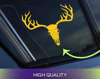 Deer Skull Vinyl Decal | Permanent Adhesive Vinyl for Cars, Windows, Laptops, Personal Items