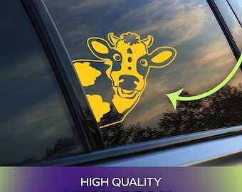 Funny Cow Vinyl Decal | Permanent Adhesive Vinyl for Cars, Windows, Laptops, Personal Items