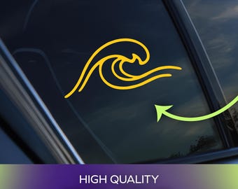 Vinilo adhesivo permanente con diseño de olas marinas para coches, ventanas, portátiles y objetos personales.